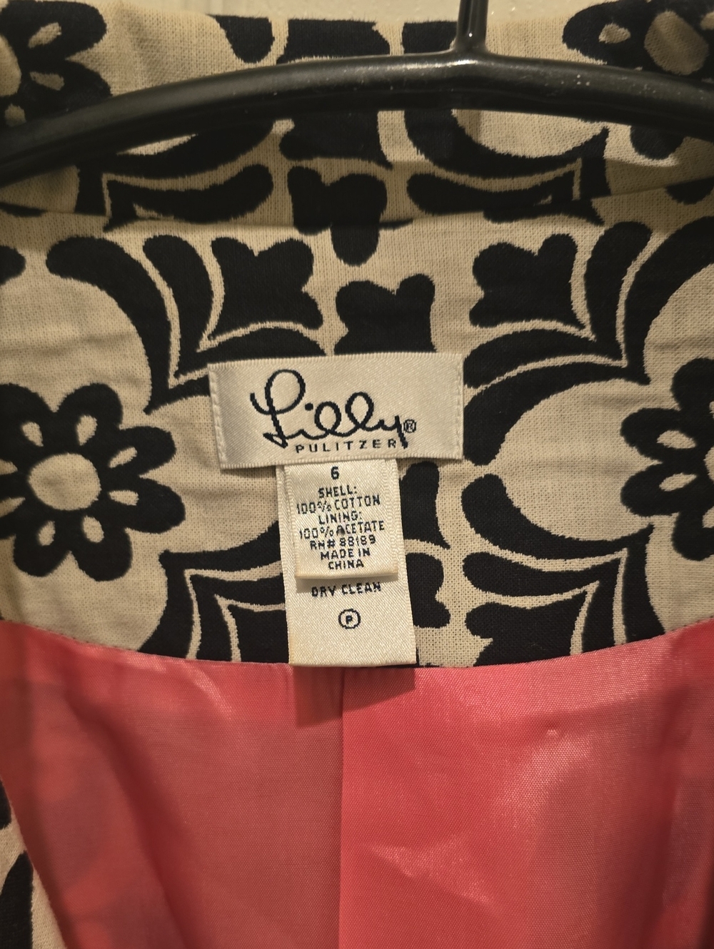 Vintage Lilly Pulitzer Daria Coat in Black and White with Pink Lining (Rare)Sz 6 - Picture 2 of 5